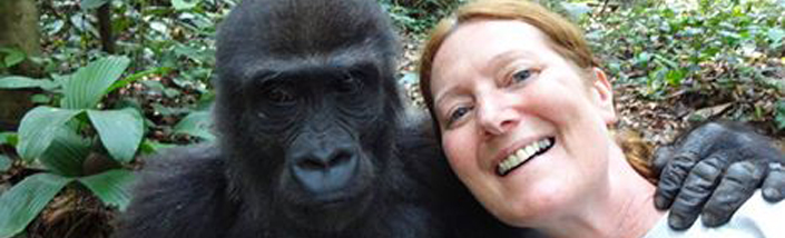 Sharon Tremaine with Gorilla in the wild