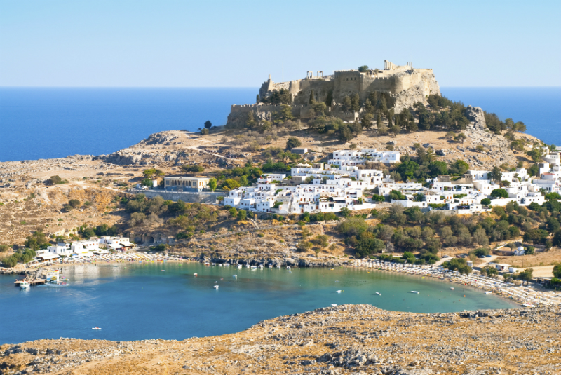 Ancient ruins in Greek town of Lindos