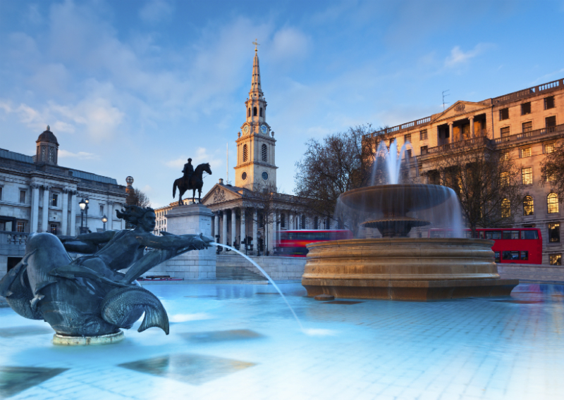 Fountain in Trafalgar Square, London