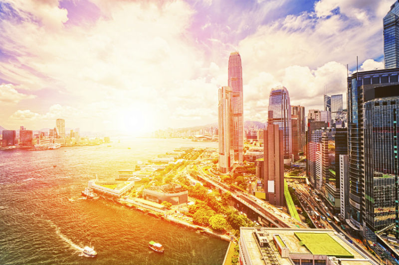 Hong Kong skyline at sunset