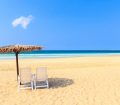 Parasol and Chair on a beach in Boavista, Cape Verde