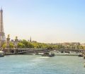 Eiffel Tower on the banks of the Seine in Paris France