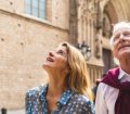 senior couple exploring european old town