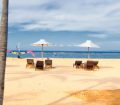 Sun loungers on a beach
