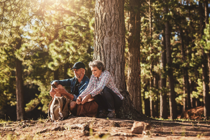 Mature couple hiking