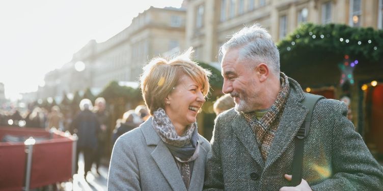 mature couple outdoors in the winter