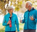 senior couple running outdoors