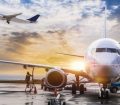 Passenger airplane getting ready for flight