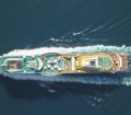 an image of a cruise ship from above