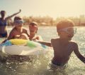 Family having fun at sea