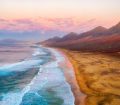 Sunset on the remote, natural beach found at Cofete, Fuerteventura