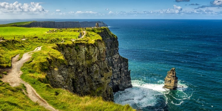 Views of the Atlantic Ocean from the Cliffs of Moher in Ireland