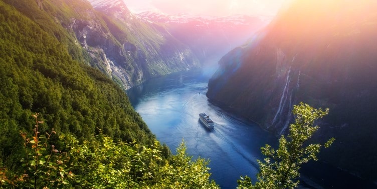 Sunnylvsfjorden fjord and famous Seven Sisters waterfalls