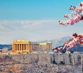 View of Acropolis in Athens during sunset