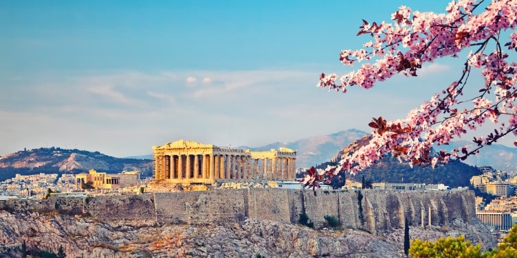 View of Acropolis in Athens during sunset